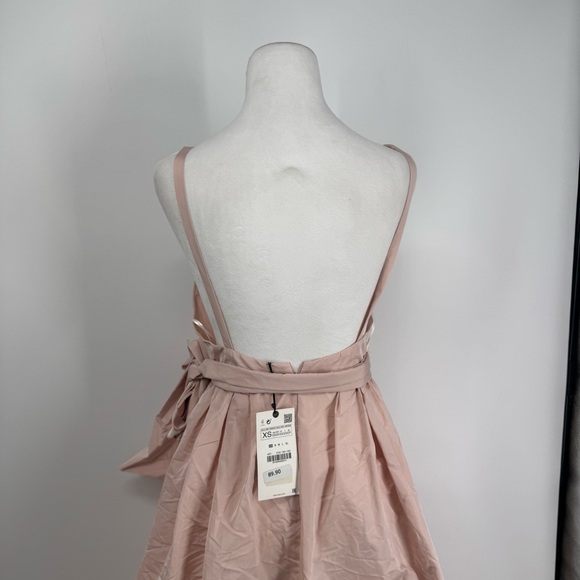 NWT ZARA VOLUMINOUS MIDI DRESS WITH BOW BELT PINK Size XS - Picture 9 of 14